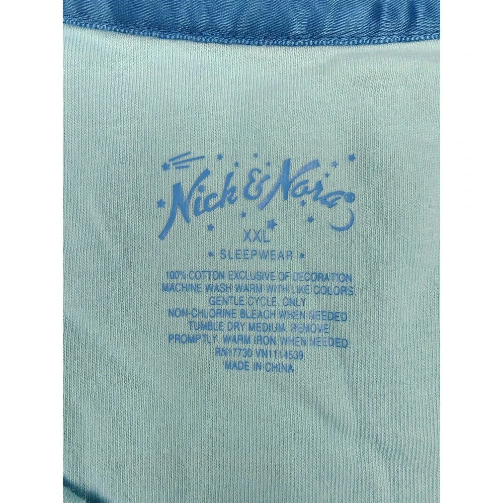 Nick & Nora Sleepshirt Womens XXL Blue Sock Monkey Tropical Print Henley - Picture 3 of 7